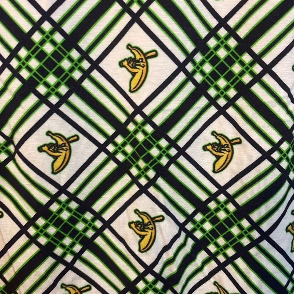Peaz N’ Carrots Savannah Banana Baseball Logo Plaid Soft Pajama Top size 9/10